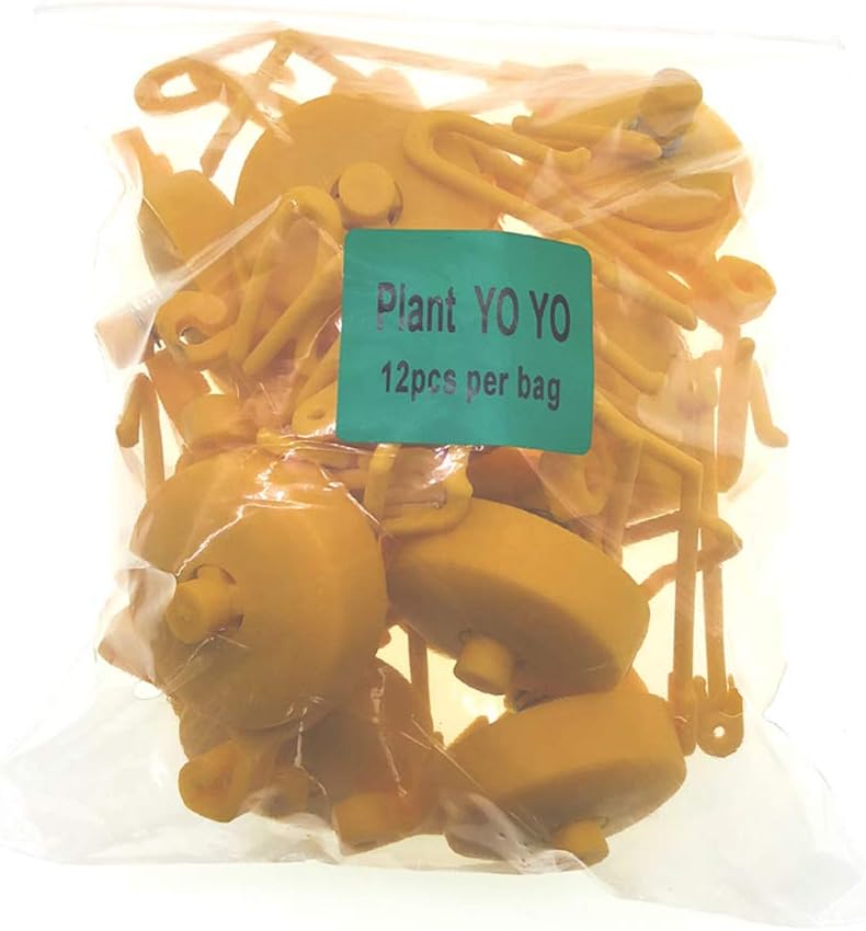 Plant Yoyo Hanger with Double Clip Hooks Pack of 12, Retractable Plant Support Spool Roller with Stopper for Stem