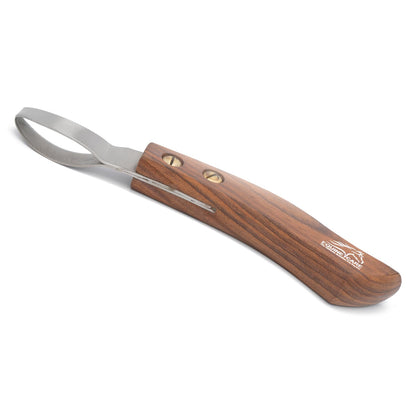 Farrier Loop Hoof Knife, J2 Stainless Steel, Wood Handle