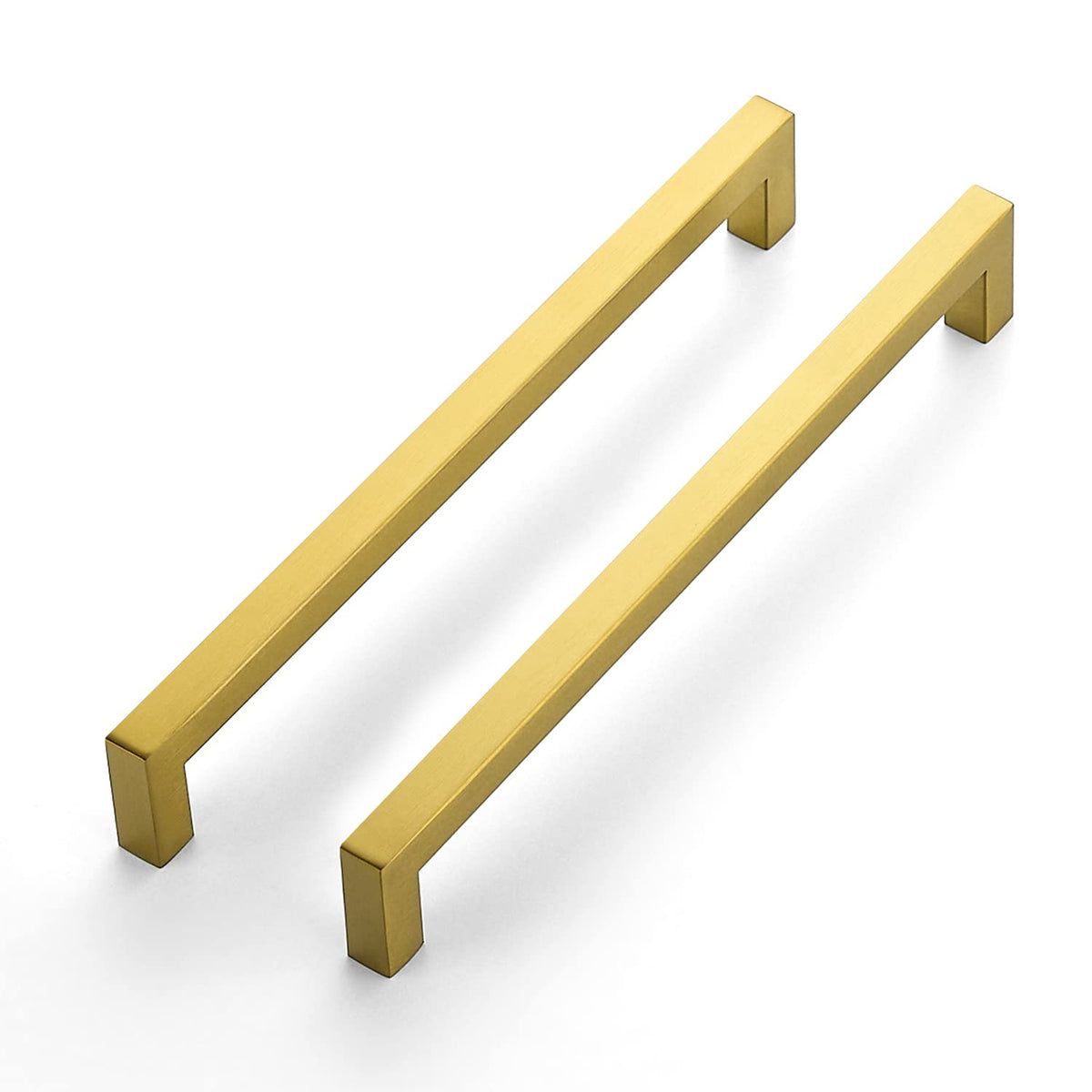 Brushed Brass Square Cabinet Handles & Pulls,8-4/5 Inch,5 Pack