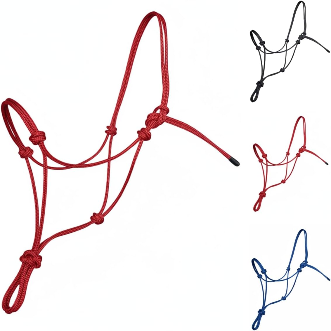 Rope Horse Halter, Braided Training Halter with Hand-Knotted Design, Multiple Sizes for Yearling, Small, Mule &