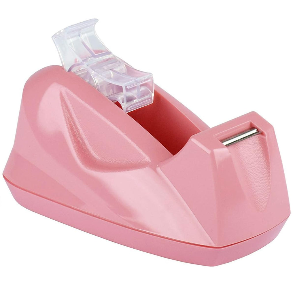 Desktop Tape Dispenser Jumbo Size, Non-Skid Base, Plastic, Pink