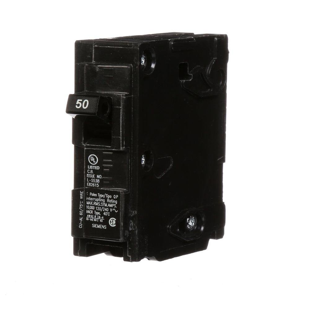 Siemens -HI Q150 50-Amp Single Pole Type QP Circuit Breaker, Black