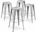 Moonlight Silver Metal Bar Stools Set of 4, 30"