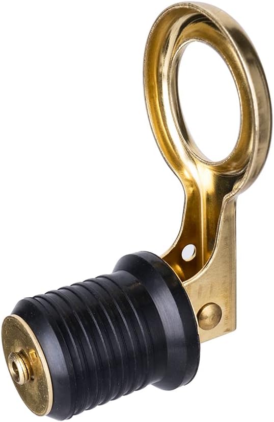 Young Marine Snap-Handle Drain Plug, for 1-Inch-Diameter Drains, Locks in Place, Brass Handle, Rubber Plug (2)