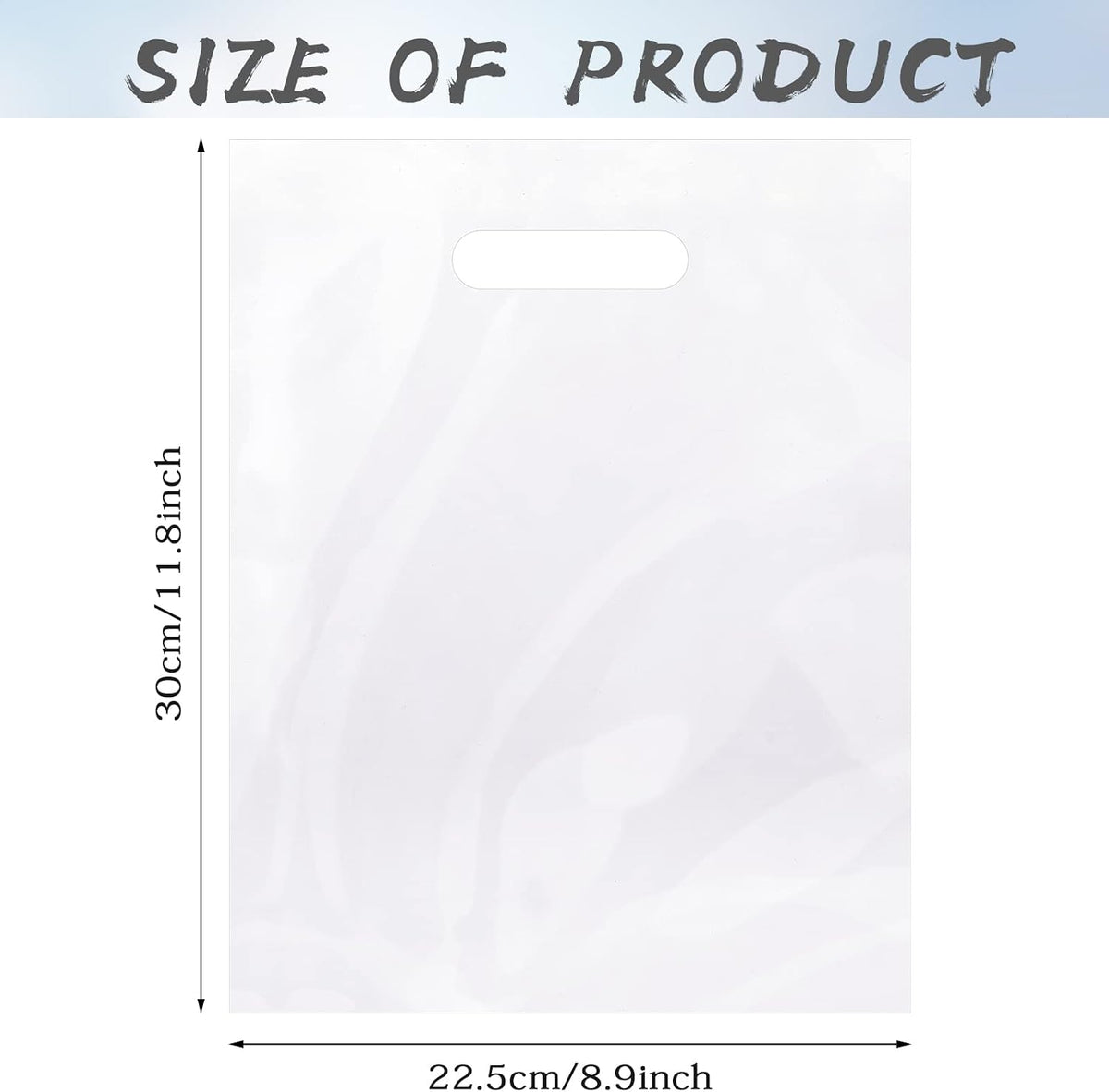 200 Pack 9" x 12" Clear Plastic Gift Bags with Die Cut Handle