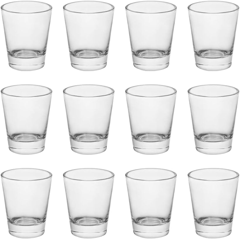 Heavy Base Shot Glasses, 1.5 oz Sets of Clear Shot Glass (12 Pack), Measuring Cup for Espresso, Liquid, and Wine