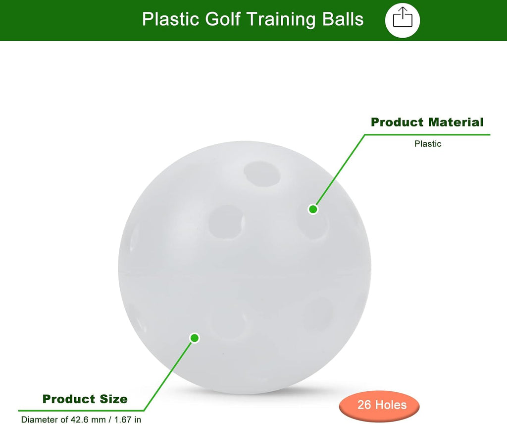 100 Pack Plastic Golf Training Balls with 2 Golf Ball Tees– Airflow Hollow Golf Balls for Indoor Putting Green