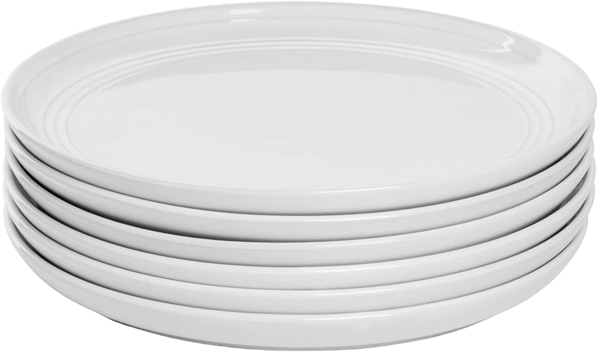 Double Line 8.25" Salad Plate, Set of 6, White