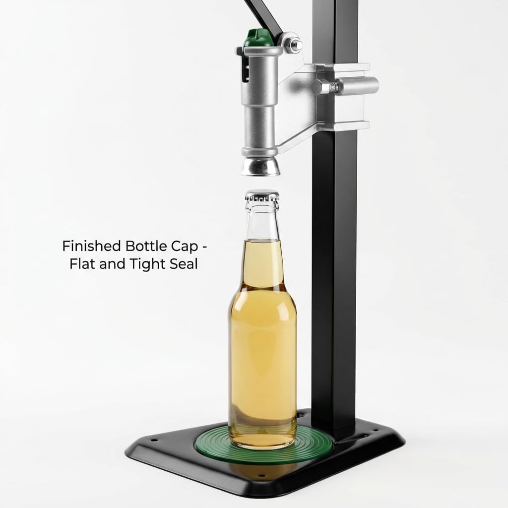 Adjustable Bench Bottle Capper – Metal Lever Type Capping Machine, Brew Wine Bottle Cap Pressing Machine, Beer