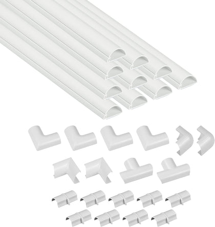 157in Cord Cover Kit, Self-Adhesive Wire Hiders, Paintable Cable Raceway to Hide Wires on Wall, Electrical Cable