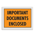Orange Adhesive Side Loading Document Envelopes "Important Documents Enclosed", 5 1/4" x 7 1/2" for Attaching