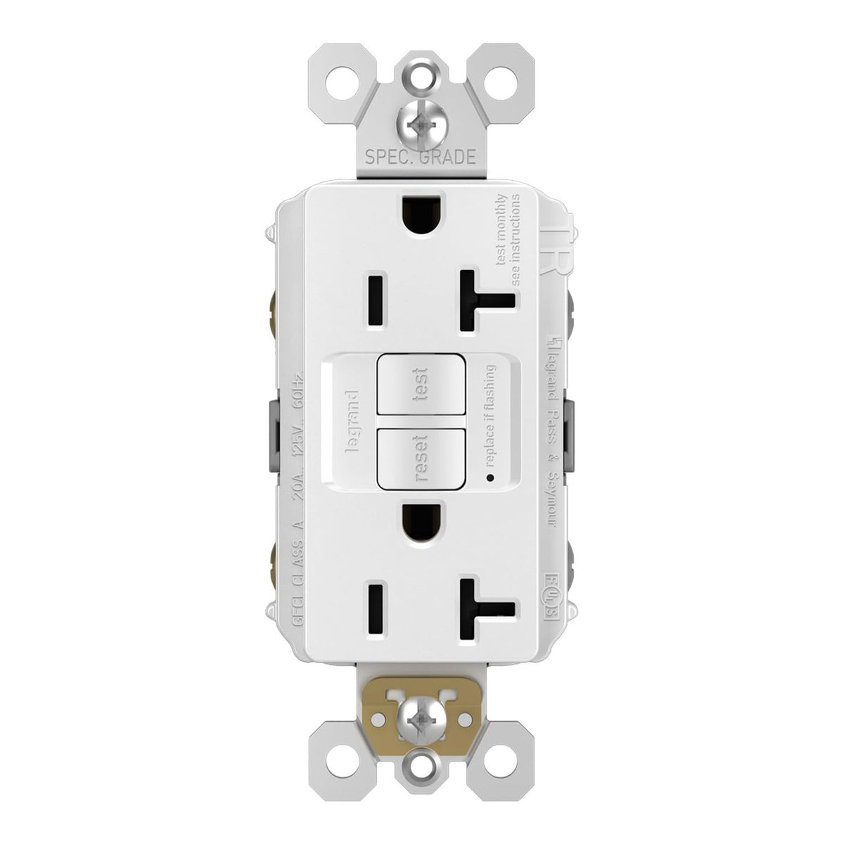 Legrand radiant 20 Amp Tamper Resistant GFCI Duplex Outlet White 1 Pack