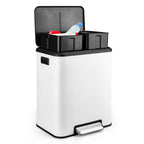 Dual Trash Can Stainless Steel Kitchen Recycling Bin Foot Pedal