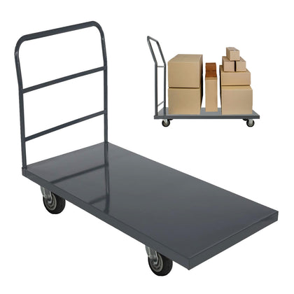 Heavy Duty Platform Truck Moving Flatbed Cart, 2000 LBS Dolly Cart Flatform with Wheels and Handle,48"x24"Push Dolly