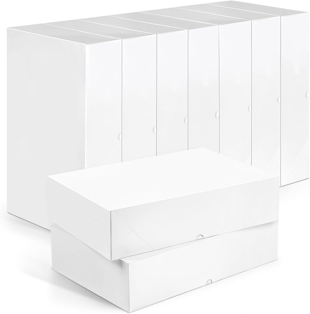 10 Pack Extra Large Gift Boxes with Lids for Presents, 17 x 11 x 4 Inch Deep White Gift Boxes Auto Pop-Up Christmas