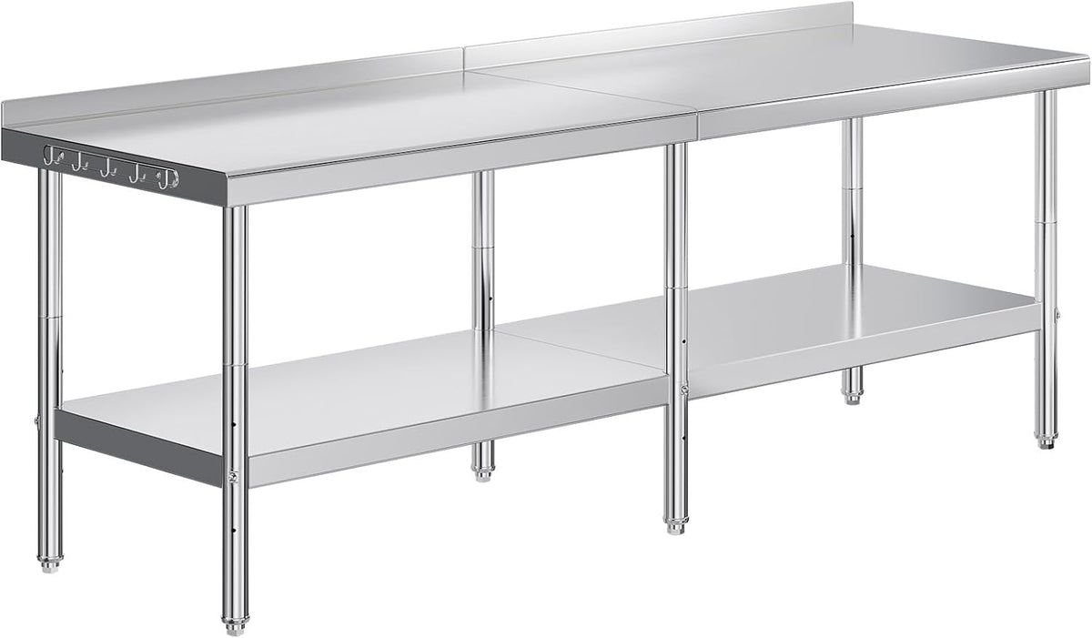 96 x 30-Inch Stainless Steel Prep Table with Backsplash