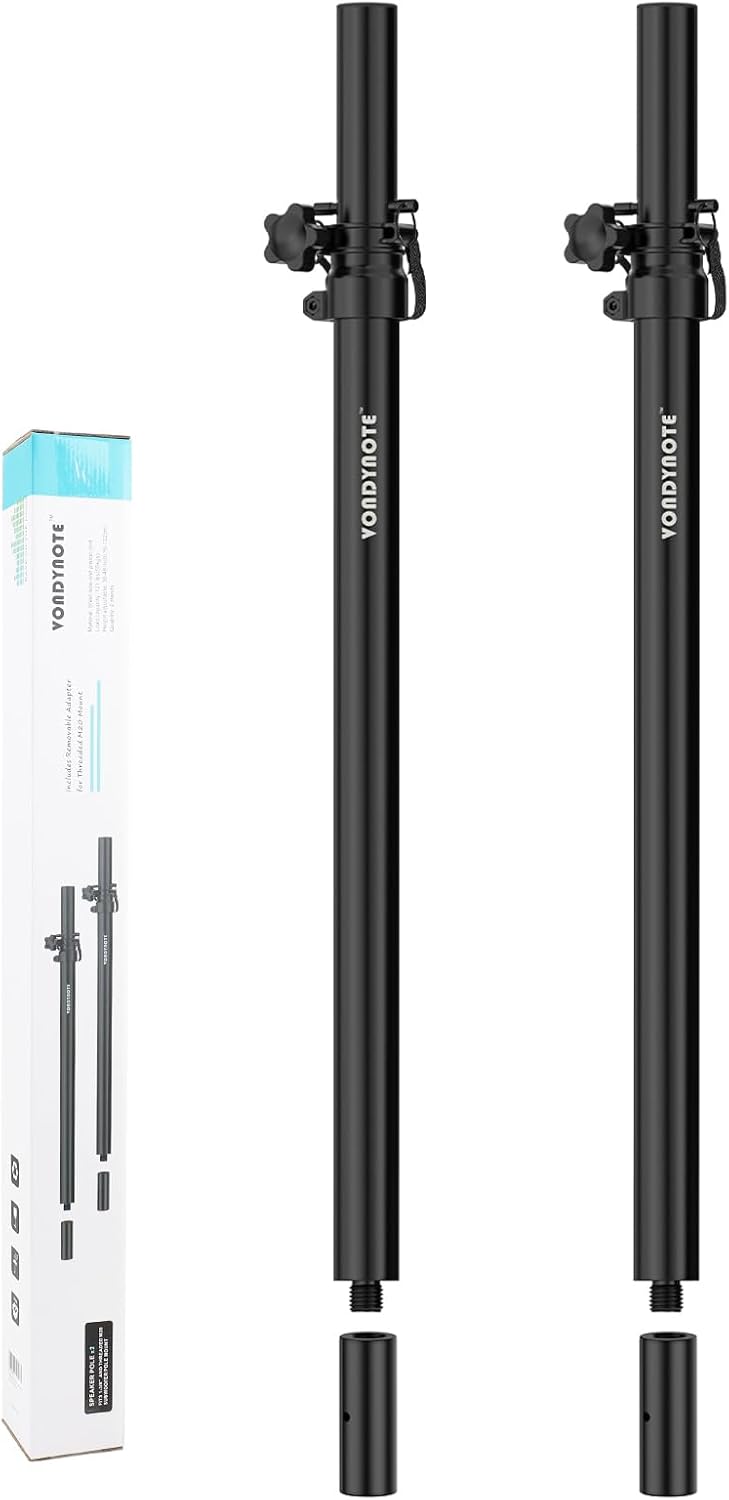 Set of 2 Subwoofer Poles Fit M20 or 35mm Mount, Speaker Extender | Height Adjustable Speaker Poles with 35mm Insert