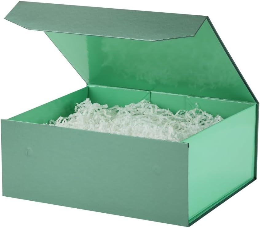Green Large Magnetic Gift Box with Lid 13x11x5.3 In 1 Pack