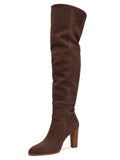 Womens Over the Knee High Boots Thigh High Chunky Heel Zip Boots