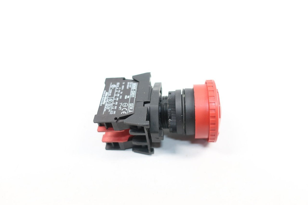 ALLEN BRADLEY 800E-3X01 RED EMERGENCY STOP PUSHBUTTON SER A D608275