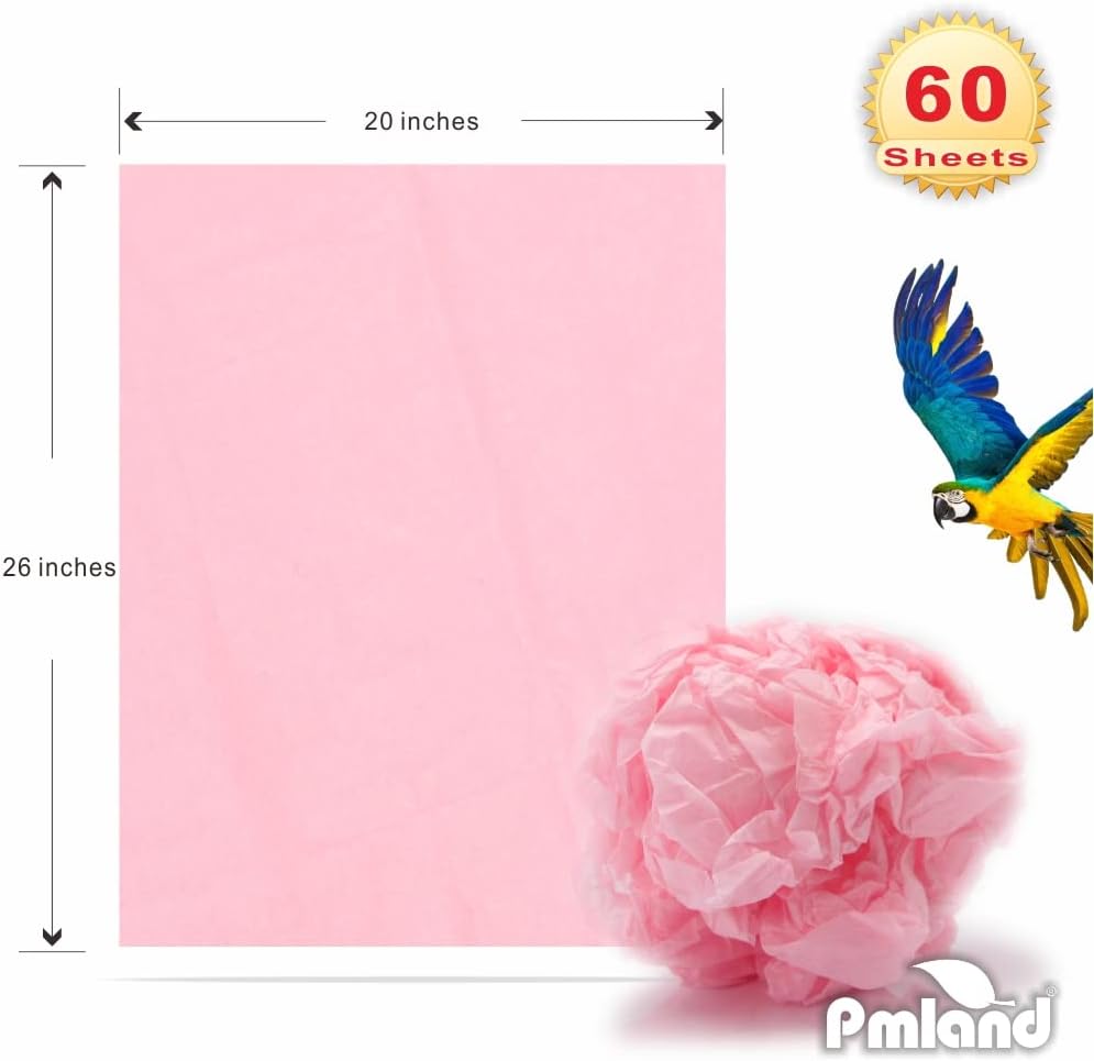 60 Sheets Bulk Tissue Paper 20x26in Pink Gift Wrap