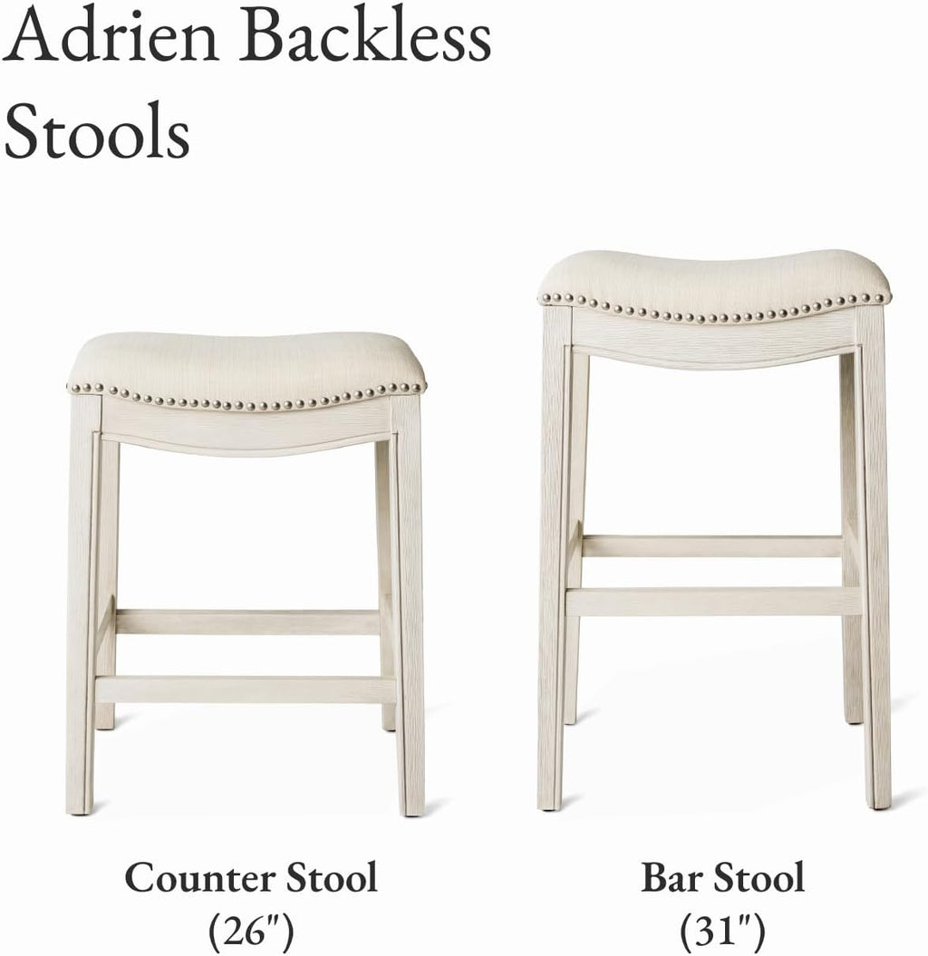 Adrien Backless Counter Stool, Cream, 26"