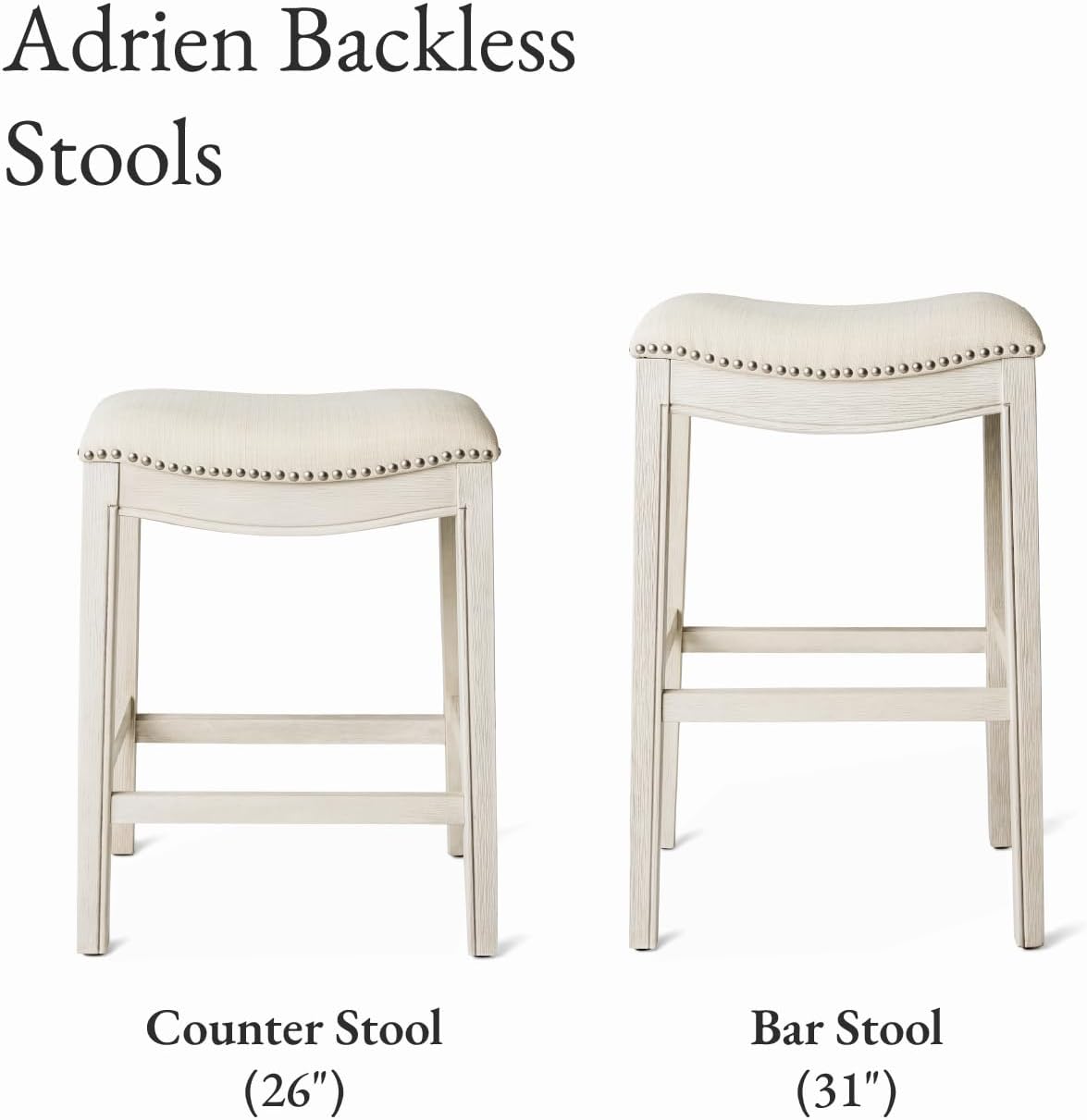 Adrien Backless Counter Stool, Cream, 26"