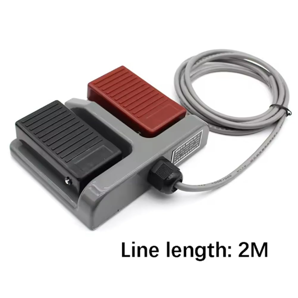 Bloepum Foot Switch MDFS-65 Double Foot Pedal Self-Reset 3A 220VAC Wire