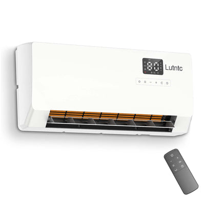 Electric Wall Mounted Heater with Remote Control, 24H Timer, ECO Mode, Quick Heating Space Heater for Bedroom, Living