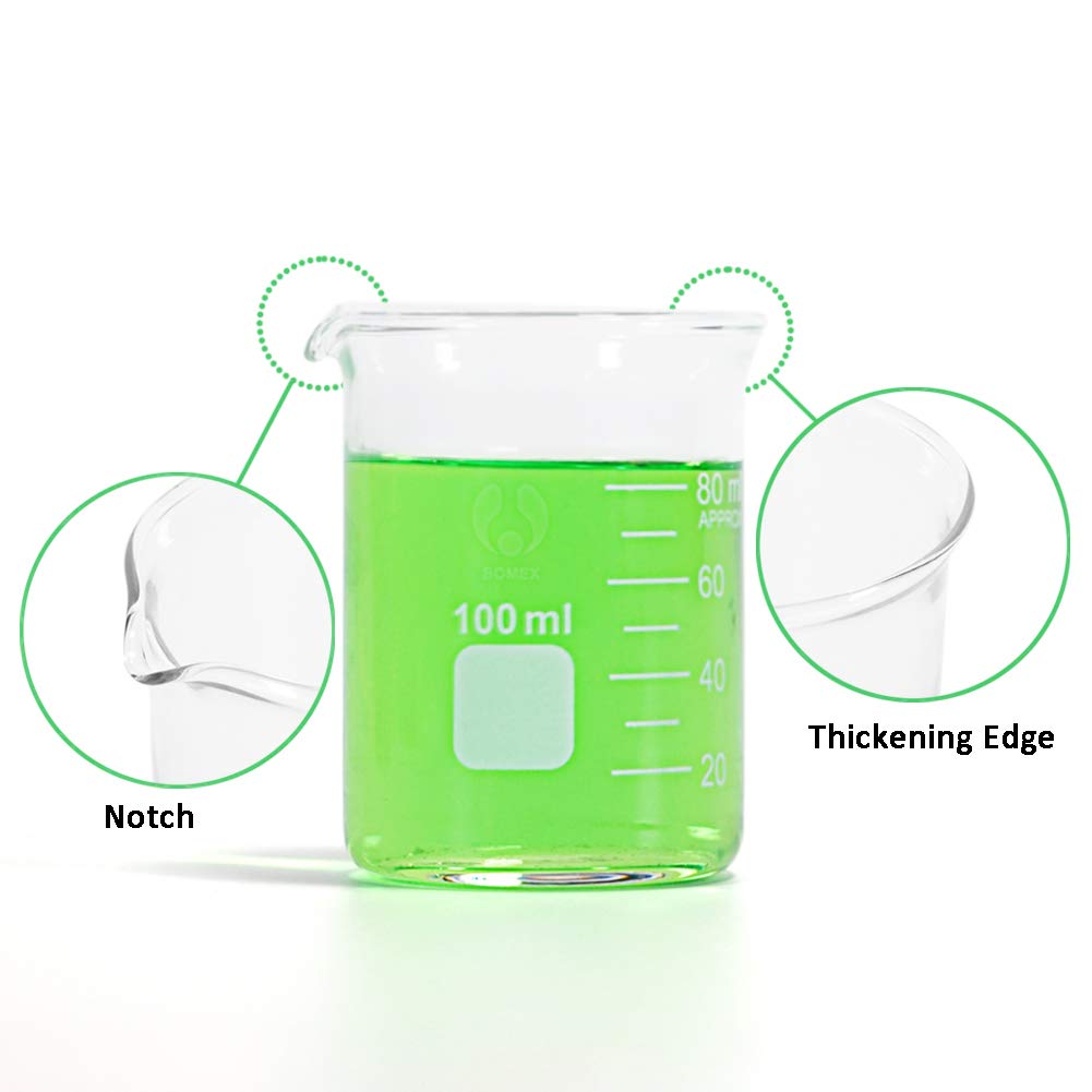 5-Piece Borosilicate Glass Measuring Low Form Beaker Set, 50-600 mL