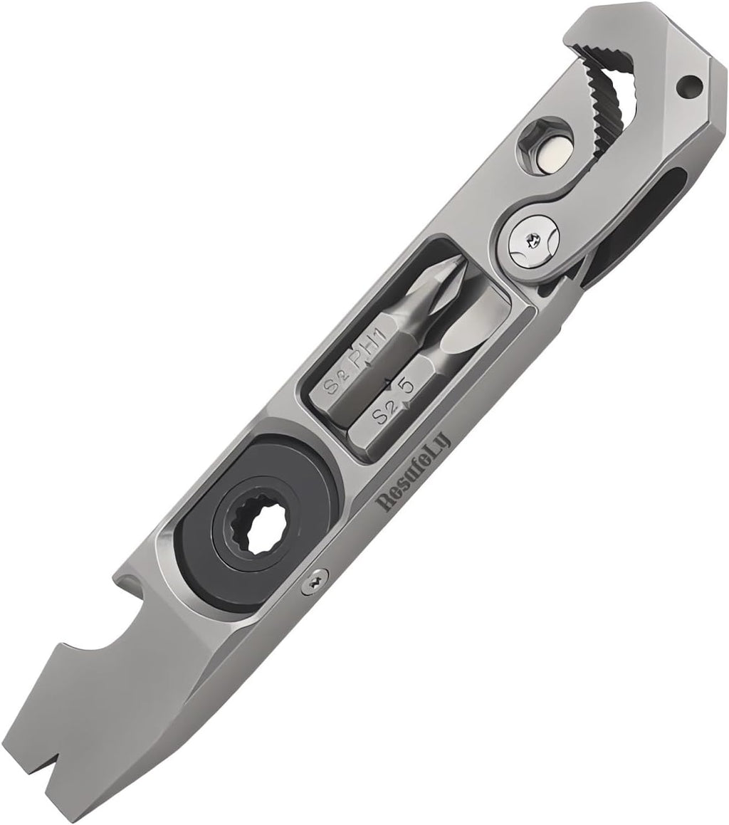 Titanium Pry Bar,Multi-tool,EDC Tool,Versatile Pry Tool,Bottle Opener,Wrench,Ratche screwdriver,Nail puller,Crowbar