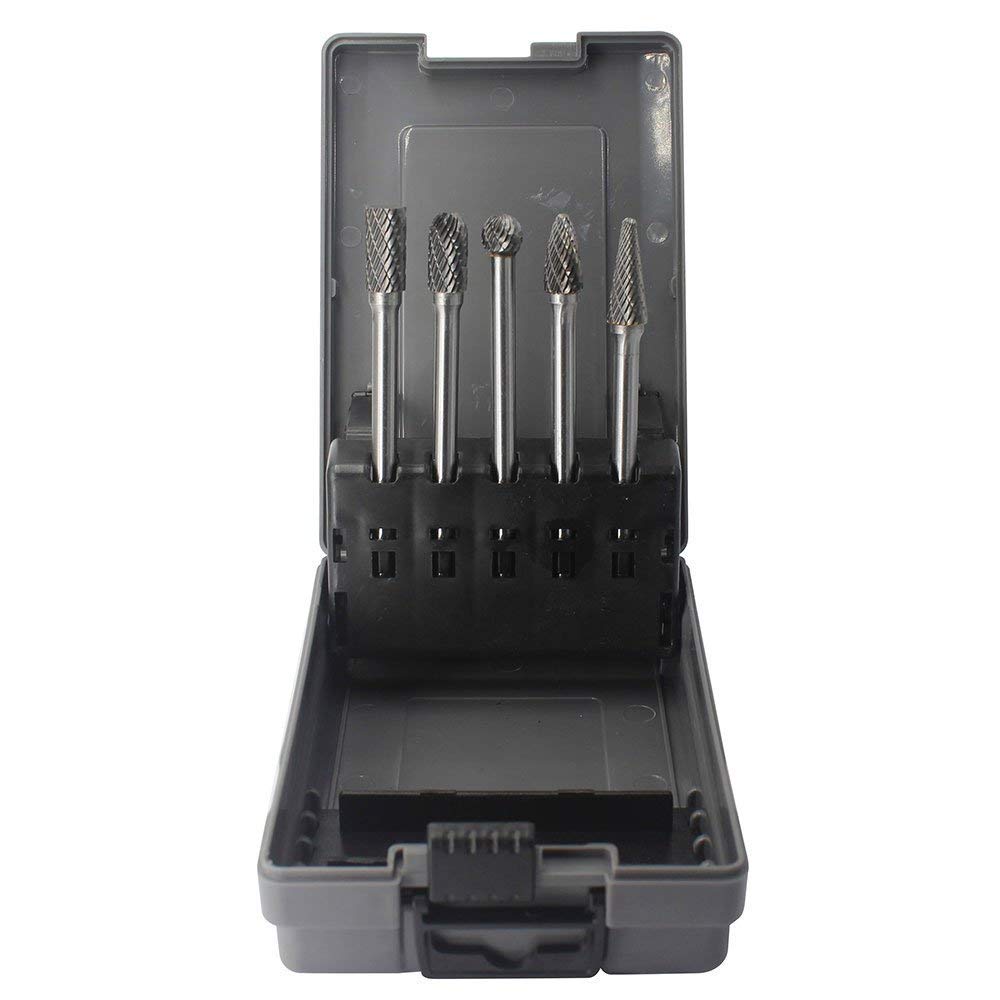 Carbide Burr Set JESTUOUS 1/4 Inch Shank Dia Extended Long Double Cut 5pcs