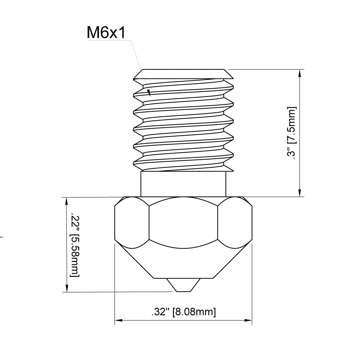 Tungsten Carbide Nozzle 0.4mm for E3D V6 Hotend, Prusa i3 MK3S / MINI, Anycubic i3 Mega/Kobra/Kobra Neo, High Thermal