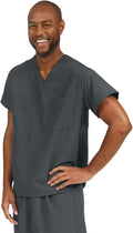 PerforMAX Unisex Reversible V-Neck Scrub Tops with 2 Pockets Charcoal