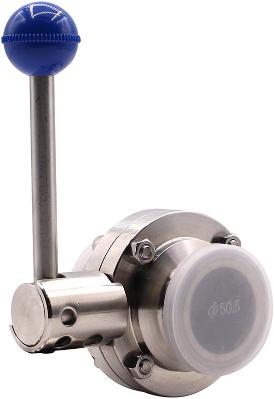 DERNORD Sanitary Butterfly Valve with Pull Handle Stainless Steel 304 Tri Clamp Clover (1.5" Tube OD)