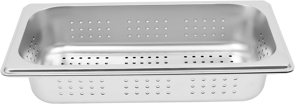 2-Pack Anti-Jam Perforated Stainless Steel Steam Table Pan, 1/3 Size, 2" Deep Commercial Chafing Steam Table Pan