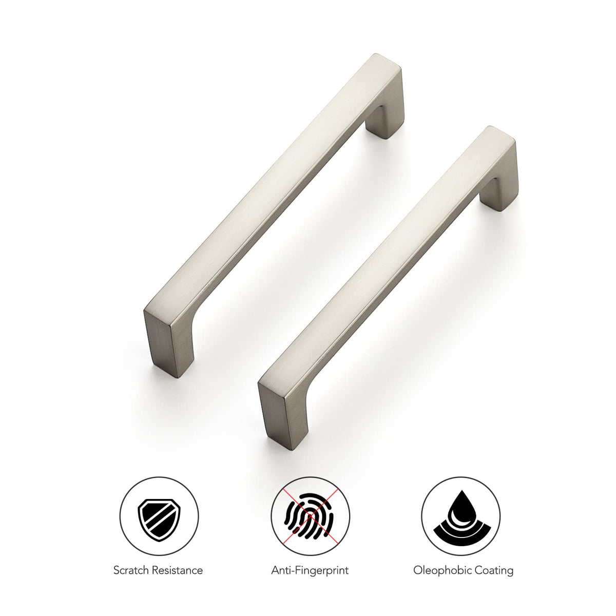 Brushed Nickel Cabinet Handles Square Pulls, 3-3/4 Inch, 25 Pack