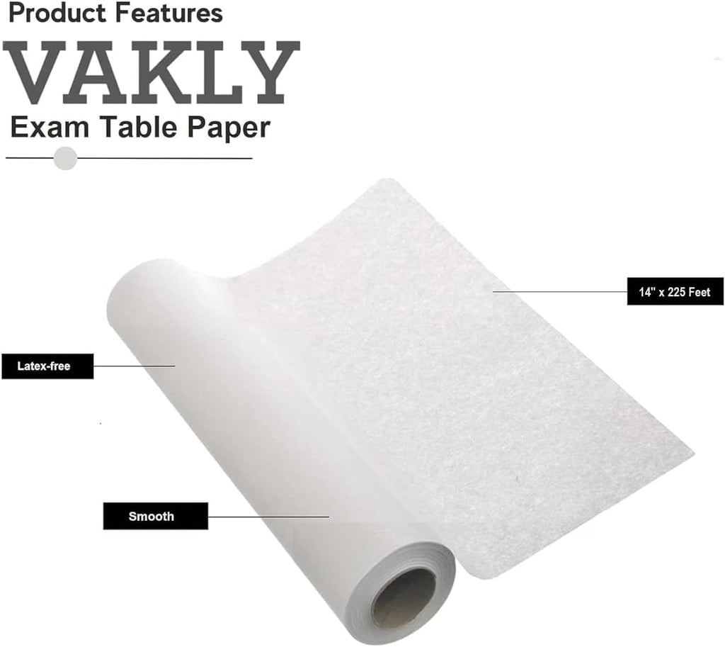 Exam Table Paper Roll 14 in x 225 ft Smooth, Disposable, 2 Rolls (6) | Medical barrier paper, tear resistant