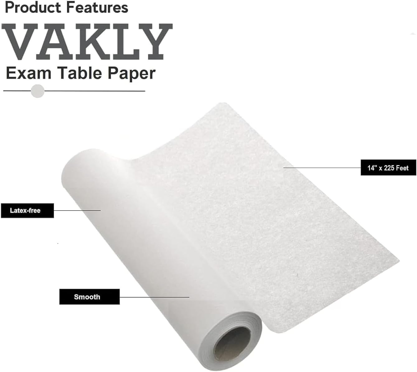 Exam Table Paper Roll 14 in x 225 ft Smooth, Disposable, 2 Rolls (6) | Medical barrier paper, tear resistant