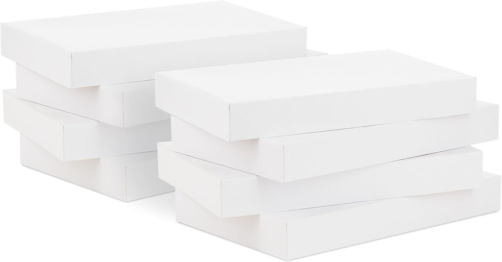 14" Medium Gift Boxes with Lids, 8-Pack (White Shirt Boxes)
