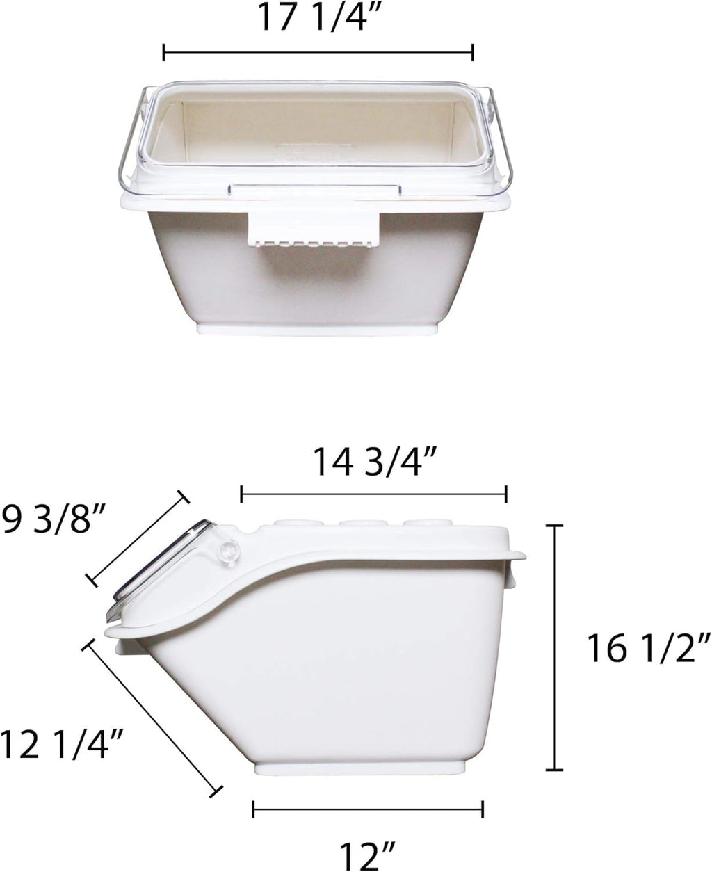 2 Gallon Shelf Ingredient Bin (40 Cups) White Storage Container with Clear Flip Top Lid &Measuring Scoop-Stackable