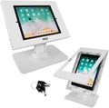 Anti Theft Tablet Security Stand - Table Mount Desktop Ipad Kiosk Stand w/Lock and Key Mechanism, 90° Rotate 75° Tilt