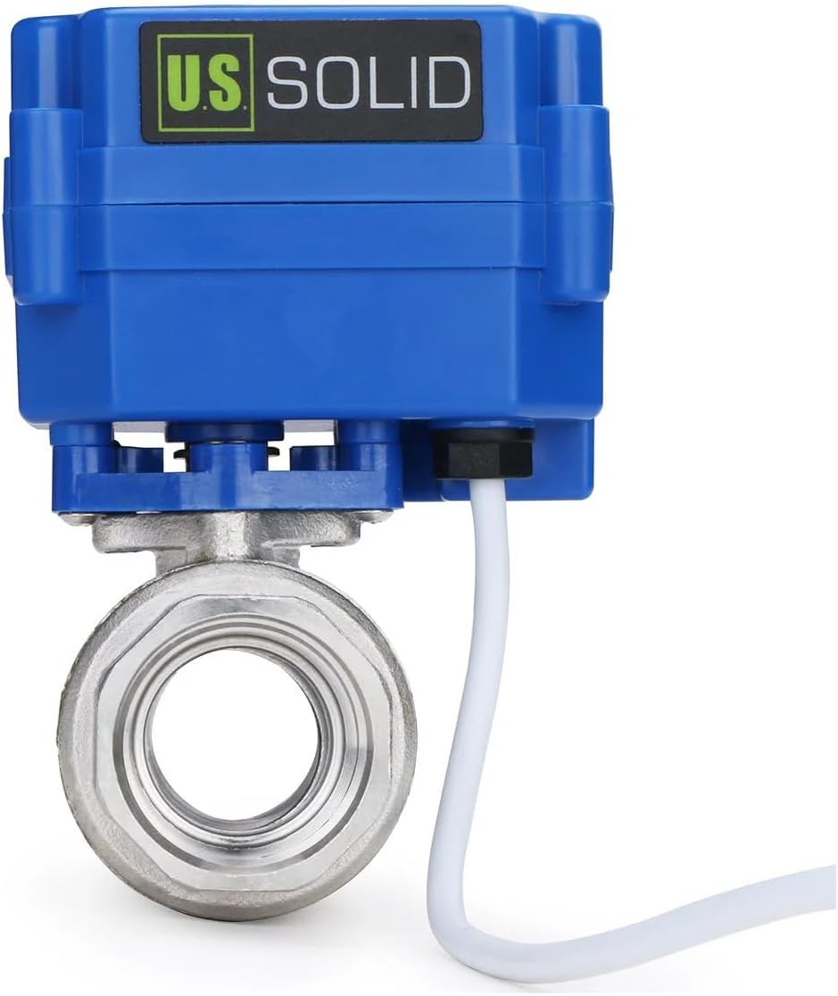 U.S. Solid Motorized Ball Valve- 3/4" NSF Certified 304SS Ball Valve with Full Port, 9-24V AC/DC and 2 Wire Auto Return Setup