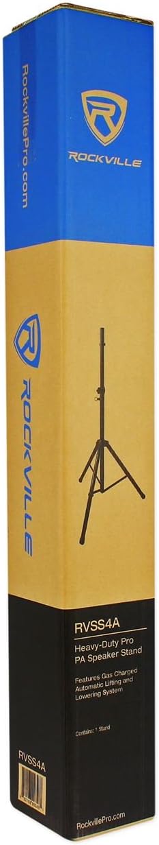 RVSS4A Black DJ PA Tripod Speaker Stand, Hydraulic Air Auto Lift | Auto Lowering, 154 lbs Capacity, 42 to 79" Height