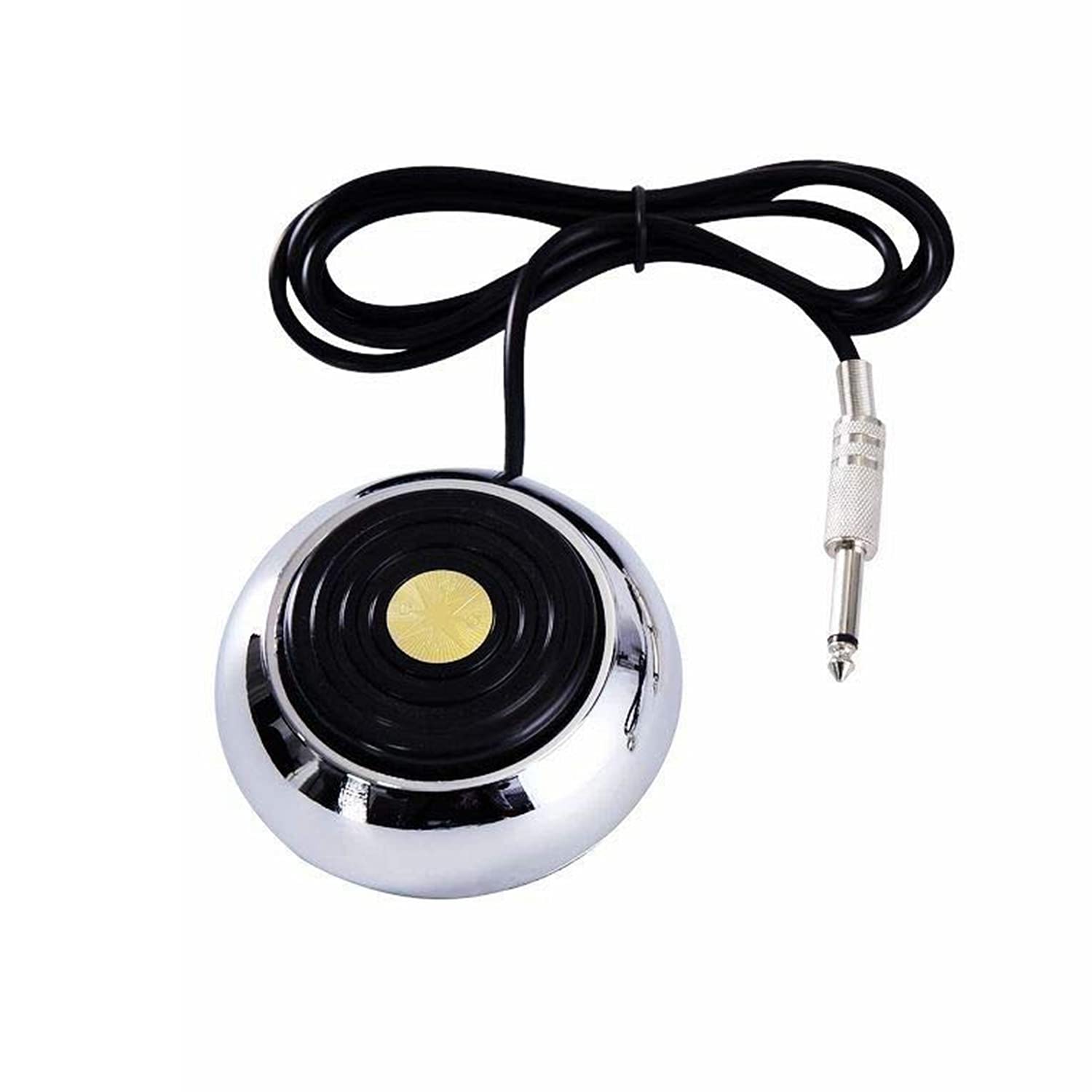 Tattoo Foot Pedal,Round Stainless Steel Tatto Foot Pedal Gem Style 360 Degree Switch With 5” ft Clip Cord for Tattoo
