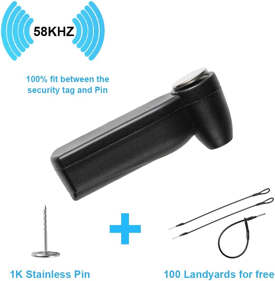 1000 58K AM Clothing Security Tag Black 1000 Pin 100 Lanyard for Retail EAS