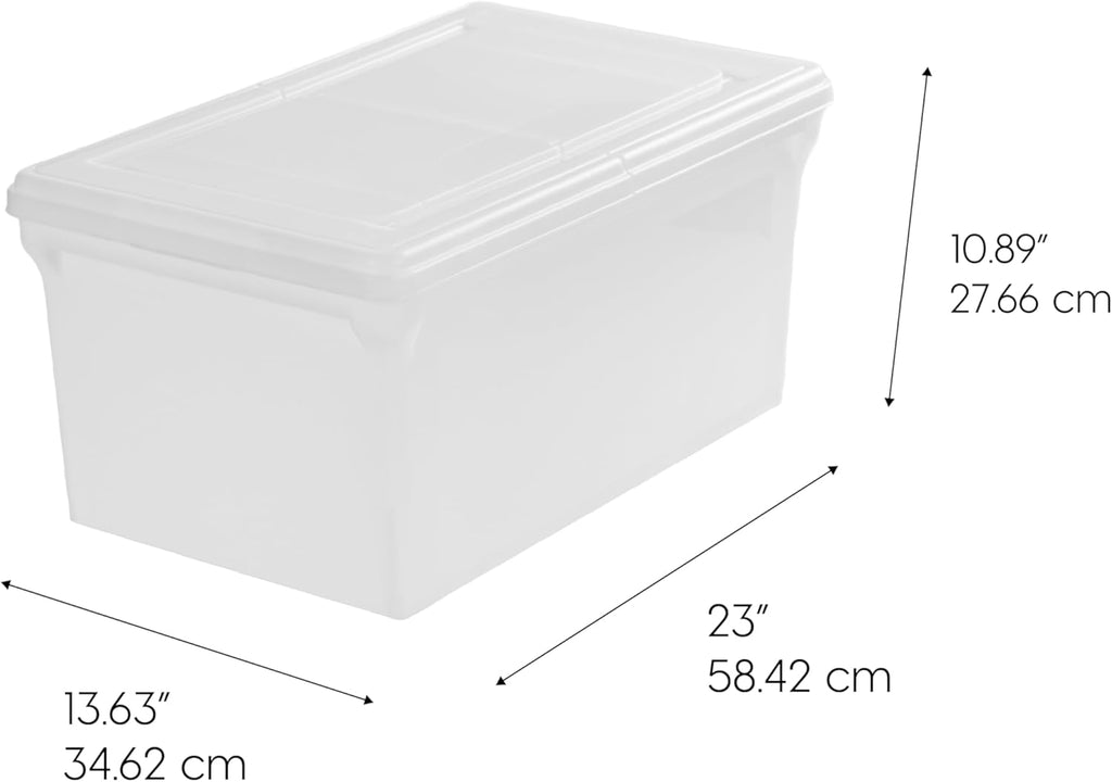 Snap Securing File Box, File Box with Locking Lid, Secure Document Storage Container for Letter/Legal Files, Portable