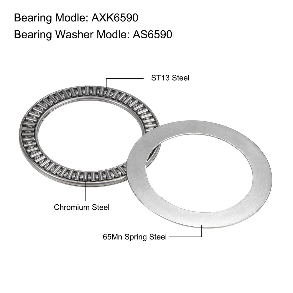 uxcell AXK6590 Thrust Needle Roller Bearings with Washers 65mm Bore 90mm OD