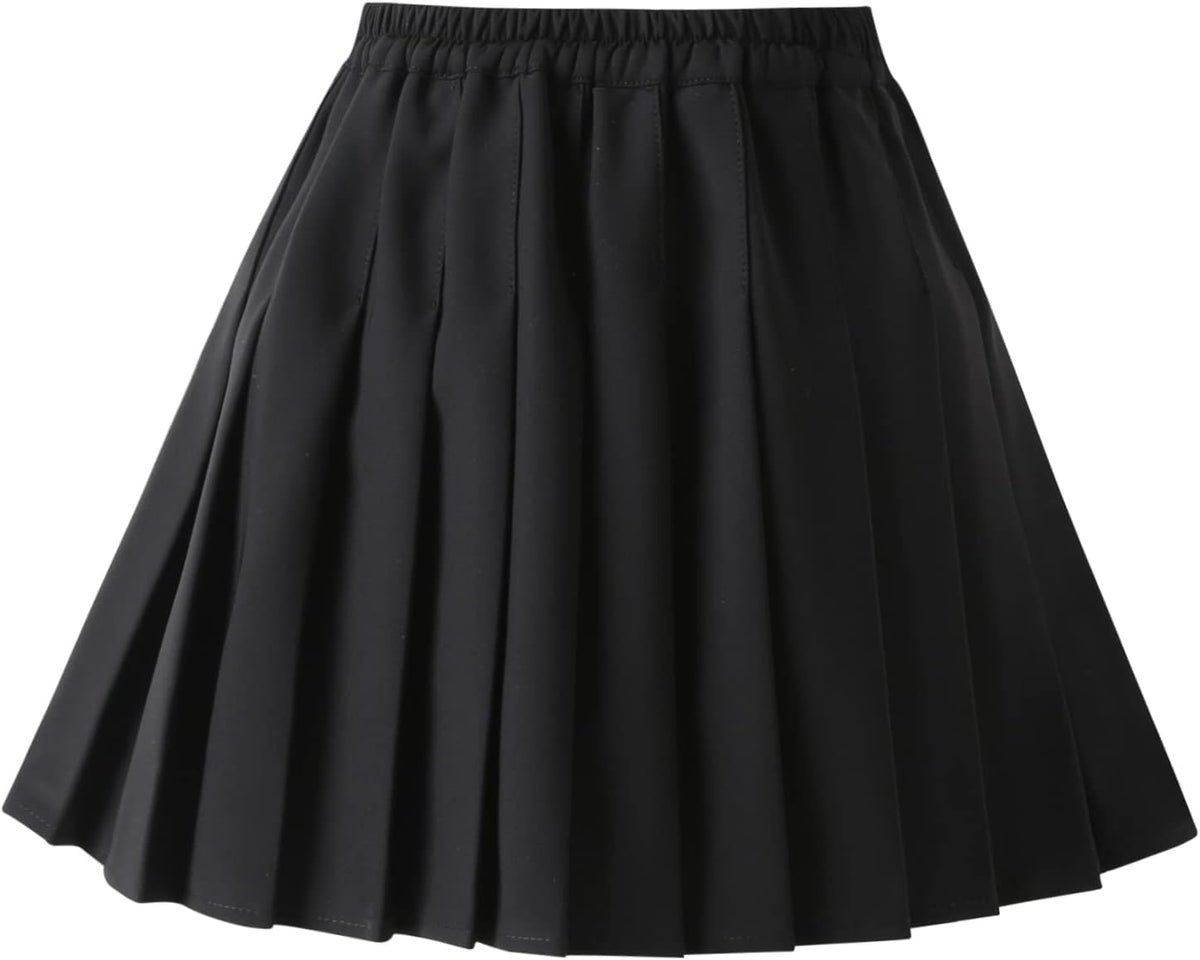 Girls Pleated Skirt with Shorts – Plaid Tennis Skorts & Solid School Uniform Skirts for Toddler/Big Kids (2T-14Y)