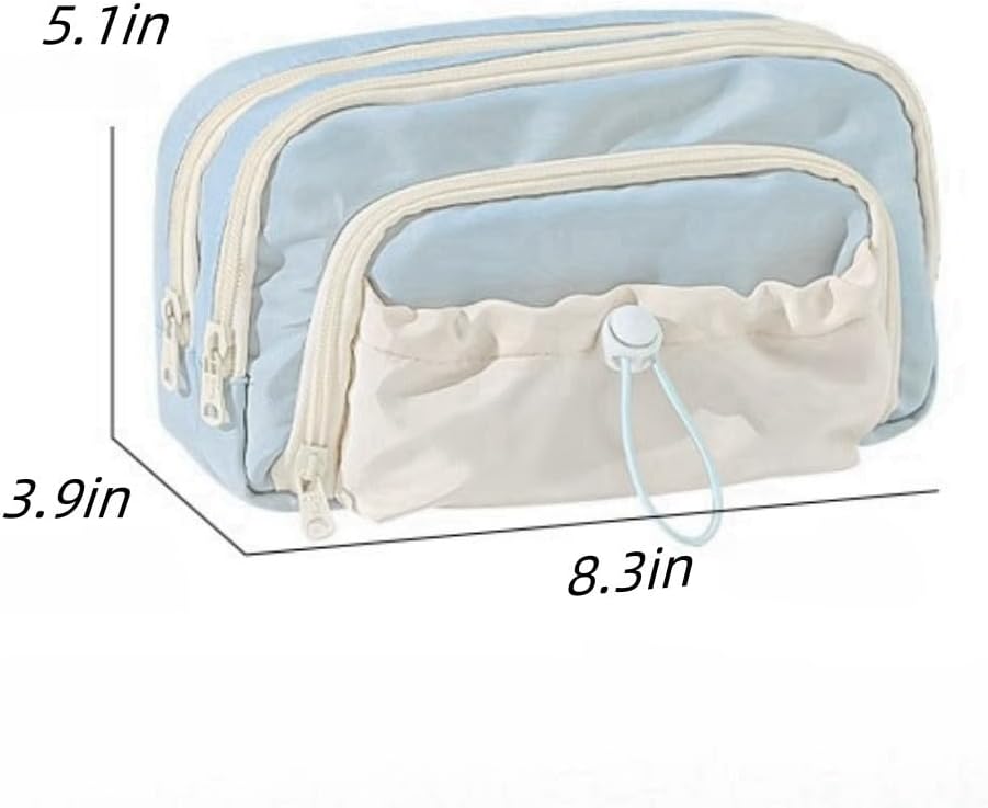 Pencil Case Big Capacity Pen Holder Large Opening Pencil Pouch Box Cute Aesthetic Drawstring Pen Case (Strawberry Pink)